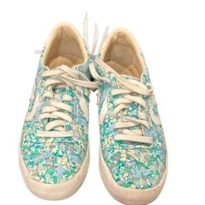Converse Blue Floral Print Sneakers Low Top Lace Up Casual Shoes, Size 6‎